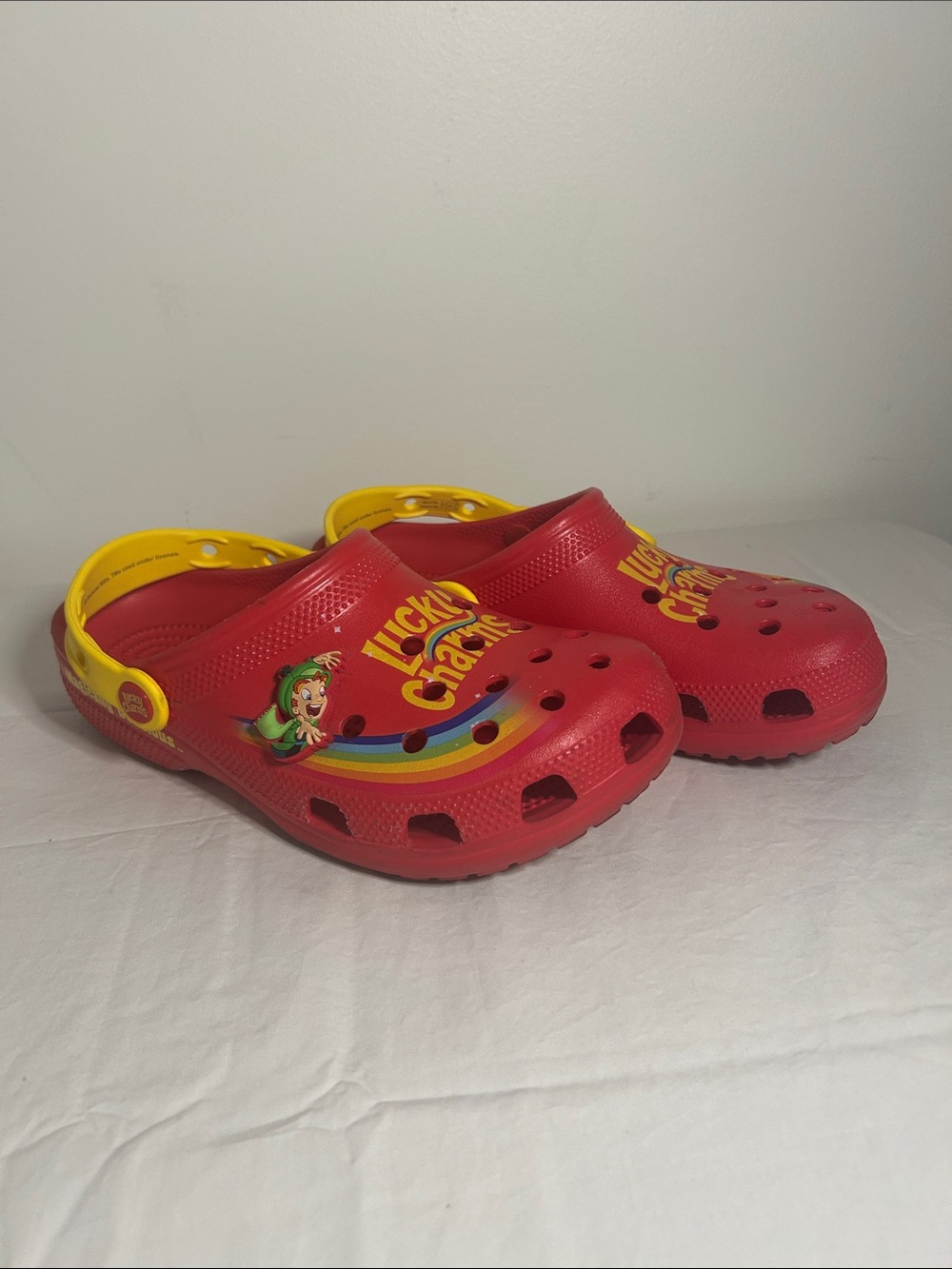 CROCS Red and Yellow Lucky Charms Clogs men’s size 7 women’s size 9